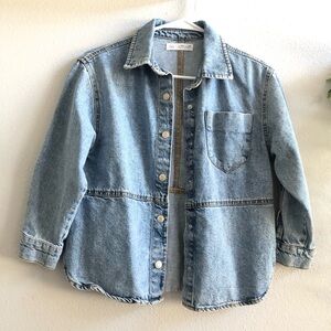 Girls Zara Denim Overshirt Shacket Jacket Shirt with Pocket size 8-9